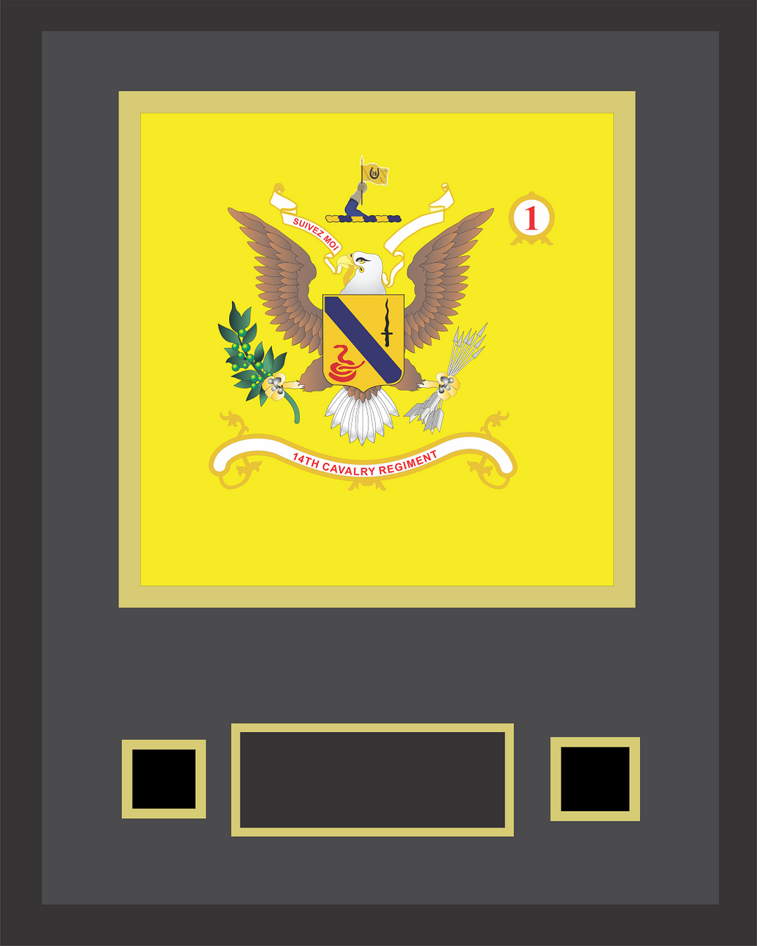 1-14 CAV Framed Colors with Customizable Rank Name and Branch 16x20 Inches (Standard)