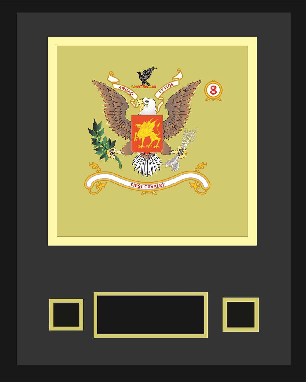 8-1 CAV Framed Colors with Customizable Rank Name and Branch 16x20 Inches (Standard)