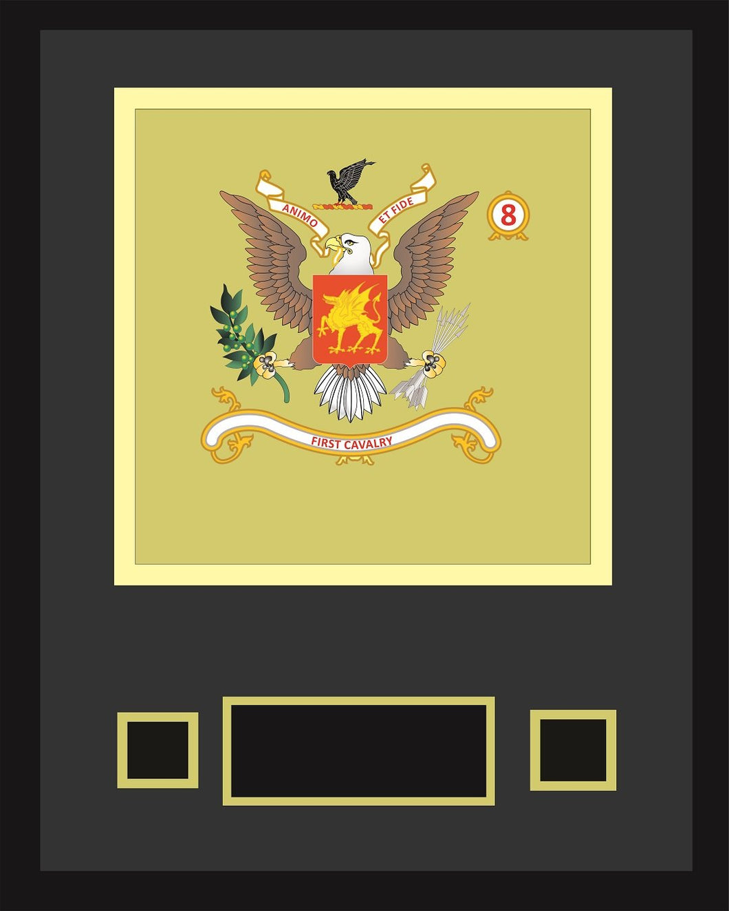 8-1 CAV Framed Colors with Customizable Rank Name and Branch 11x14 Inches (Standard)